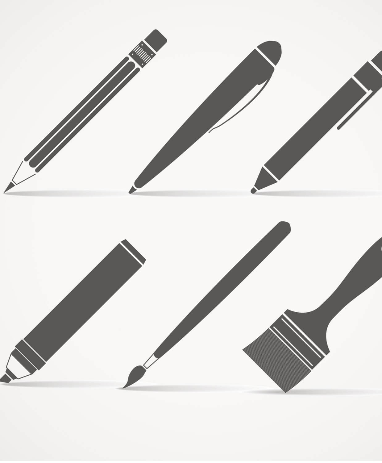 Pencil, Pens & Brush