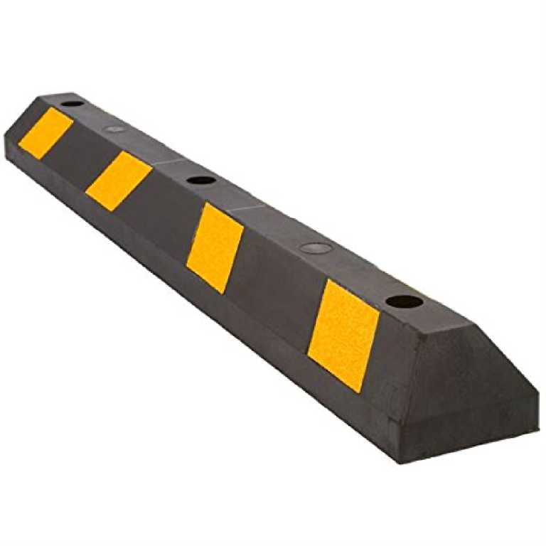 Car Stopper 550 × 150 × 100 mm | Heavy‑Duty Rubber Wheel Stop with Yellow Reflective Tape | Bolt‑Down Parking Bay Bumper for Cars