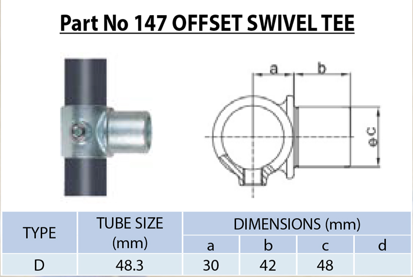 1. Offset Swivel Tee Pipe Fitting 48.3mm | Adjustable Angle Tube Clamp for Versatile Rail & Pipe Joints | Galvanized Malleable Iron, Modular Construction