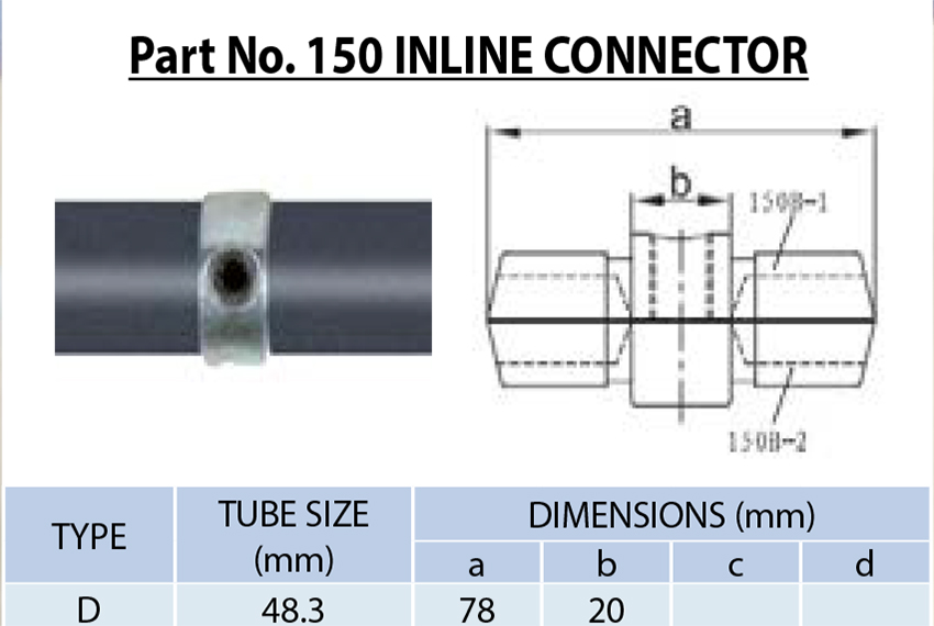 1. Inline Connector Pipe Fitting 48.3mm | Galvanized Malleable Iron Tube Clamp, Modular Pipe Connector for Structural Systems | Durable, Easy Join