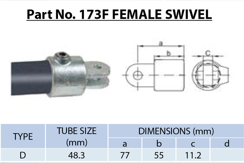 1. Female Swivel Pipe Fitting 48.3mm | Galvanized Iron Tube Clamp, Modular Swivel Joint for Handrail & Structure | Flexible Angle Adjustment