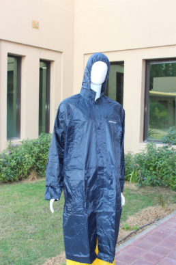 Rain Coat Light Weight 7814 Blue - 170T Polyester Coated PVC Waterproof Rain Coat with Collar Hidden Hood and Reflective Back Tape, Durable Lightweight Rain Protection, Available M-2XL
