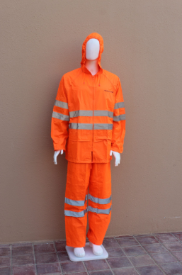 Rain Suit Hi Visibility 8810HV - 190T Polyester PVC Waterproof High Visibility Rain Suit, Hooded Jacket & Pant Set with 50mm Reflective Strips for Safety, Durable Work Rainwear, Sizes M-2XL