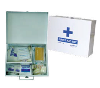 Workplace First Aid Kit FS-050 – 20 Person Medical Kit with 23 Supplies, White Metal Case, Portable First Aid for Workplace, Construction, & Office Safety, Compact Design