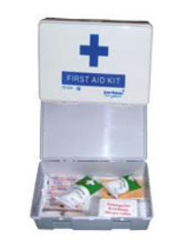 Workplace First Aid Kit FS-009 – 5 Person Compact Medical Kit with 12 Essential Supplies, White Plastic Case, Portable First Aid Box for Workplace, Travel, & Home Safety