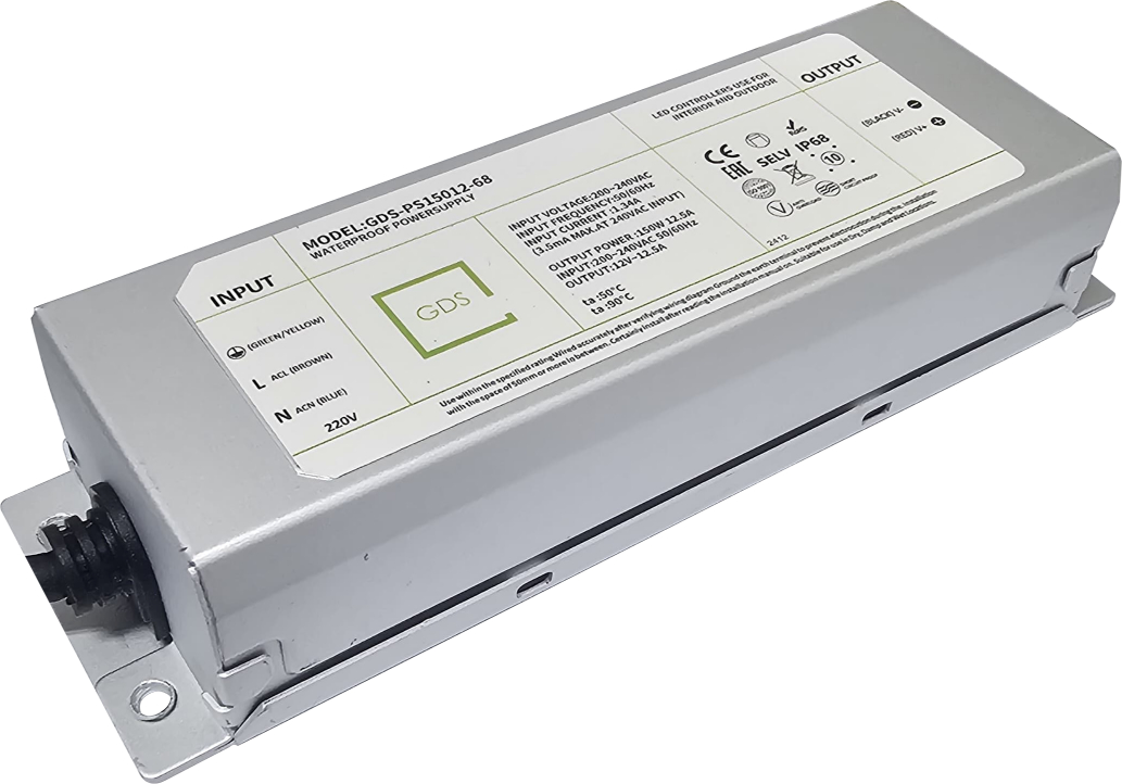 WATERPROOF POWER SUPPLY IP68 GDS-NPS15012-68