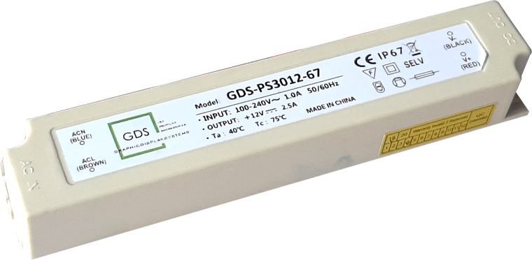 WATERPROOF POWER SUPPLY IP67 GDS-PS3012-67