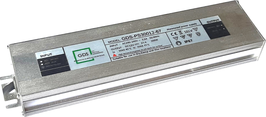 WATERPROOF POWER SUPPLY IP67 GDS-PS30012-67