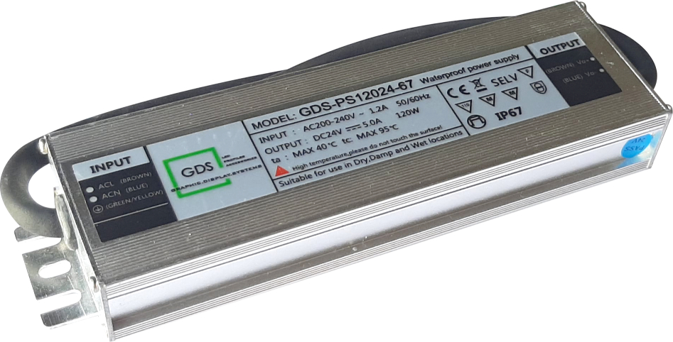 WATERPROOF POWER SUPPLY IP67 GDS-PS12024-67