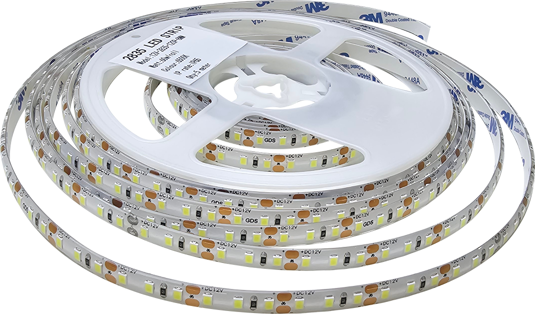 GDS-LS2835.120.12.60-IP65 – GDS 2835 LED Strip 120LED/m 12V DC 60W IP65 Waterproof Flexible Light Roll for Outdoor, Architectural & Landscape Use