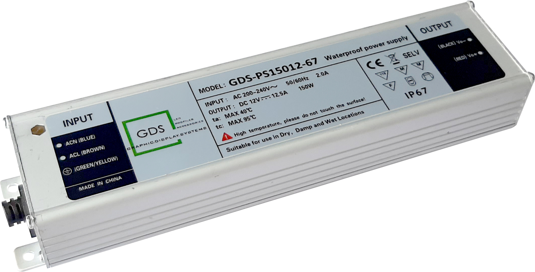 WATERPROOF POWER SUPPLY IP67 GDS-PS15012-67