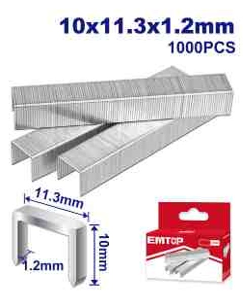 Staples 1000pcs, 10mm Size, 1.2mm Width, Wire Crown, ESGU1001 Compatible