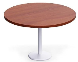 Round Table Table top 18mm thick Melamine faced MDF with .5mm edge lipping finish, with Powder Coated Metal Leg.