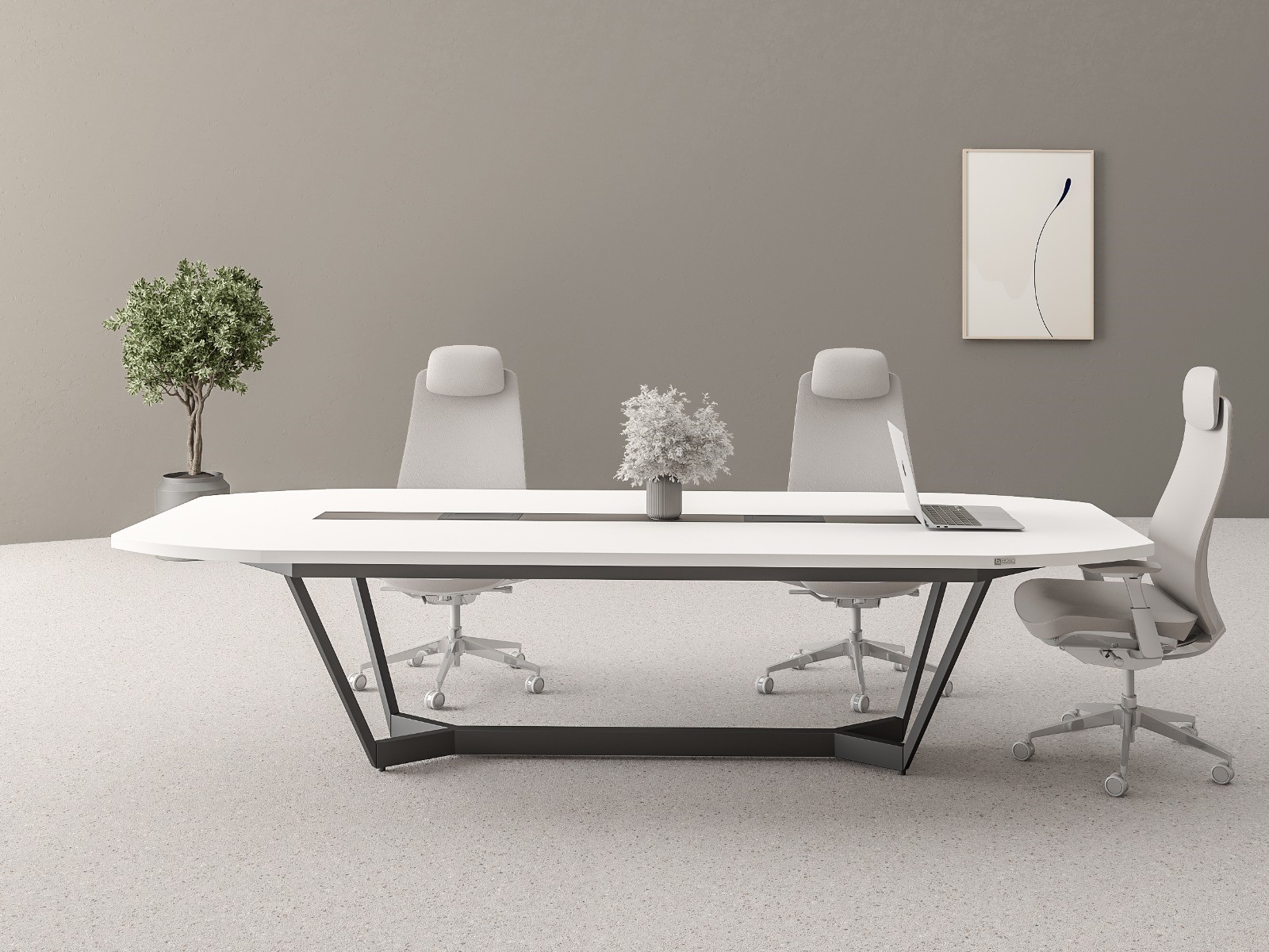 CLOVE Meeting Table Tabletop: 36mm thick Melamine faced MDF (border thickness only), with Powder Coated Metal Legs. Metal Frame Size (Total Length Deduct 600 to 800mm x Depth 800mm) Only Table Top Extended.