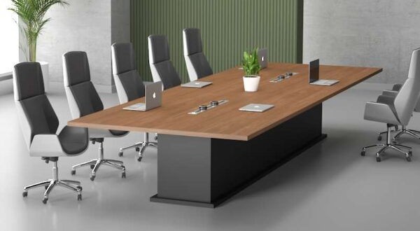 MEETING TABLE - Type 1 Table Top: 36mm thick (Border thick Only) Melamine Faced MDF with 2mm PVC Edgeband. Metal Frame Size (Total Length Deduct 600 to 800mm x Depth 800mm) Only Table Top Extended. Leg: 18mm thick Melamine Faced MDF with .5mm thick Edgeba