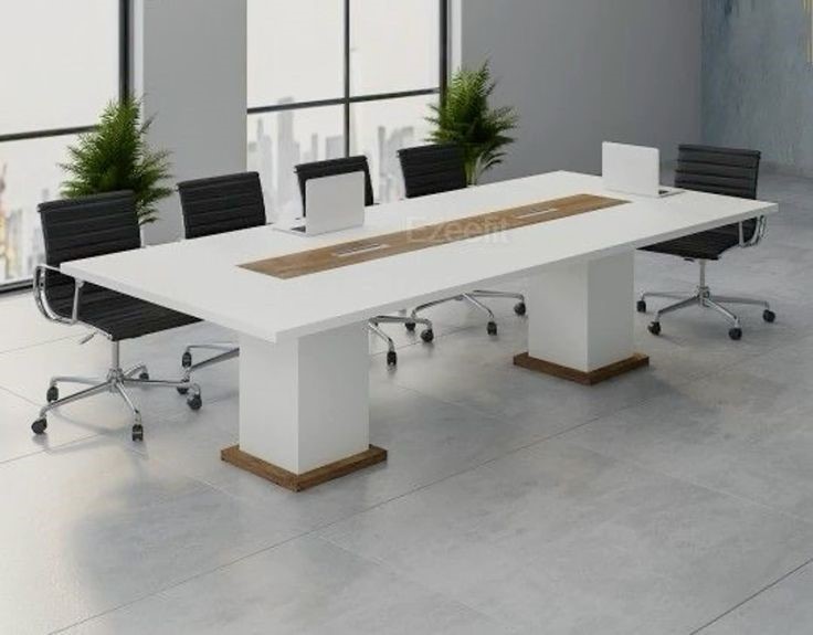 MEETING TABLE - Type 3 Table Top: 36mm thick (Border thick Only) Melamine Faced MDF with 2mm PVC Edgeband. Leg: Rectangular Box type leg 18mm thick Melamine Faced MDF with .5mm thick Edgeband. Modesty included.