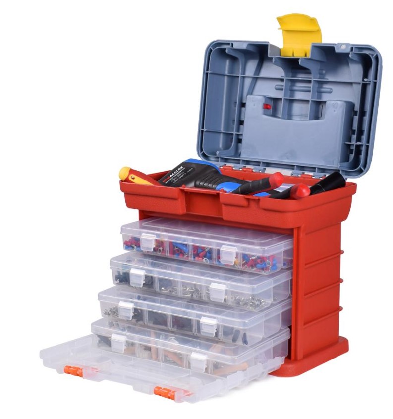 Toolbox – Versatile All-Purpose Storage Chest, Steel/Plastic Construction, Secure Latch & Tray | Multi-Functional for Tools, Bits & Supplies | UAE Carpenter & Mechanic Daily Carry 