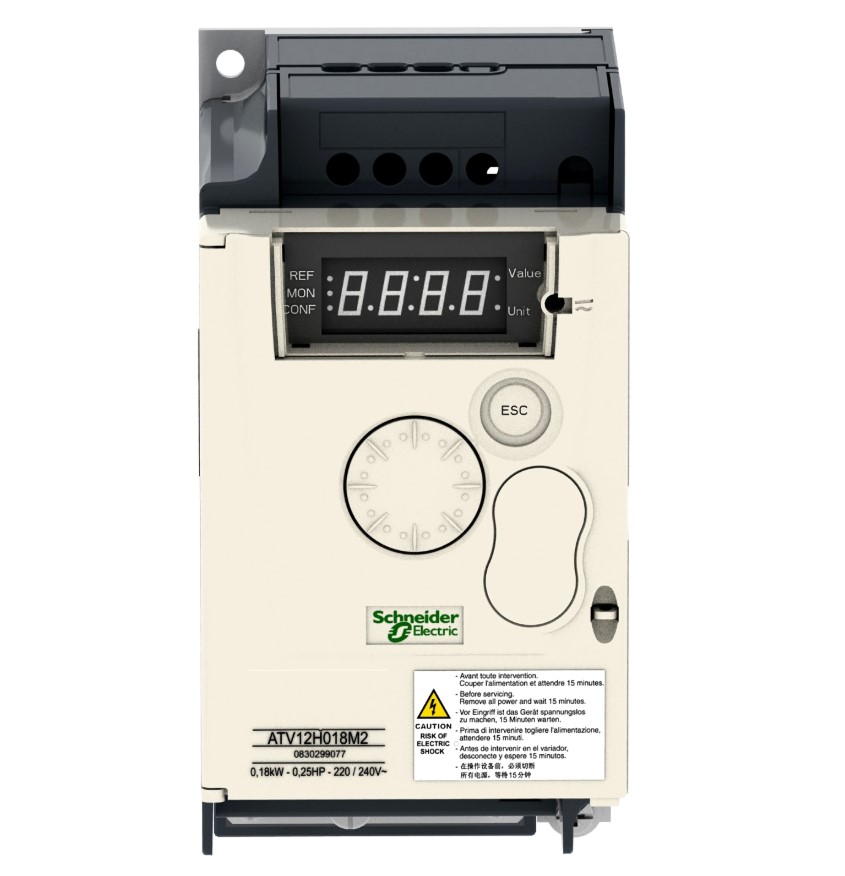 Schneider Electric VFD ATV12H037M2 | Altivar 12 Variable Frequency Drive 0.37kW 240V 1PH | Compact AC Drive with Heat Sink | Reliable Motor Speed Control for Industrial & HVAC Applications