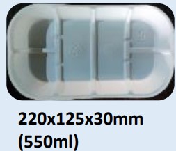 Food and Freezer Grade Virgin Plastic Packaging Tray 220x125x30mm 550ml for Seafood Export, Ready to Cook Food, Meat and Mushroom Storage, Packing and Cold Chain Transportation