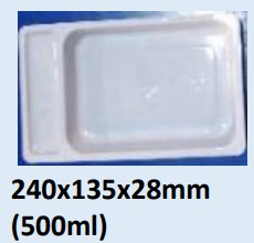 Food and Freezer Grade Virgin Plastic Packaging Tray 240x135x28mm 500ml for Seafood Export, Ready to Cook Food, Meat and Mushroom Storage, Packing and Cold Chain Transportation