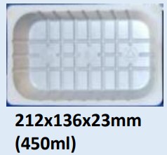 Food and Freezer Grade Virgin Plastic Packaging Tray 212x136x23mm 450ml for Seafood Export, Ready to Cook Food, Meat and Mushroom Storage, Packing and Cold Chain Transportation
