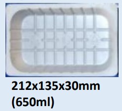 Food and Freezer Grade Virgin Plastic Packaging Tray 212x135x30mm 650ml for Seafood Export, Ready to Cook Food, Meat and Mushroom Storage, Packing and Cold Chain Transportation