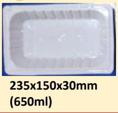 Food and Freezer Grade Virgin Plastic Packaging Tray 235x150x30mm 650ml for Seafood Export, Ready to Cook Food, Meat and Mushroom Storage, Packing and Cold Chain Transportation