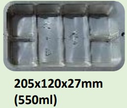 Food and Freezer Grade Virgin Plastic Packaging Tray 205x120x27mm 550ml for Seafood Export, Ready to Cook Food, Meat and Mushroom Storage, Packing and Cold Chain Transportation