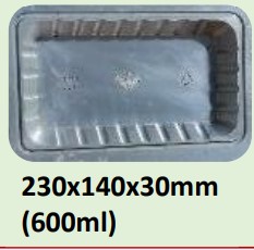 Food and Freezer Grade Virgin Plastic Packaging Tray 230x140x30mm 600ml for Seafood Export, Ready to Cook Food, Meat and Mushroom Storage, Packing and Cold Chain Transportation