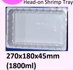 Food and Freezer Grade Virgin Plastic Head-on Shrimp Tray 270x180x45mm 1800ml for Seafood Export Packaging, Frozen Storage, Hygienic Handling and Cold Chain Shipment Use