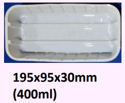 Food and Freezer Grade Virgin Plastic Packaging Tray 195x95x30mm 400ml for Seafood Export, Ready to Cook Food, Meat and Mushroom Storage, Packing and Cold Chain Transportation