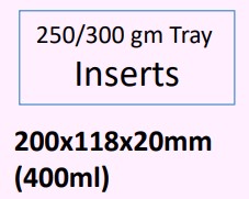 Food and Freezer Grade Virgin Plastic 250/300gm Tray Insert 200x118x20mm 400ml for Food Packaging, Product Portion Support, Hygienic Storage, Display and Cold Chain Transportation
