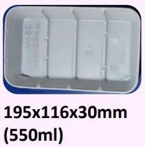 Food and Freezer Grade Virgin Plastic Packaging Tray 195x116x30mm 550ml for Seafood Export, Ready to Cook Food, Meat and Mushroom Storage, Packing and Cold Chain Transportation
