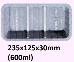 Food and Freezer Grade Virgin Plastic Packaging Tray 235x125x30mm 600ml for Seafood Export, Ready to Cook Food, Meat and Mushroom Storage, Packing and Cold Chain Transportation