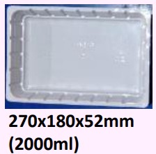 Food and Freezer Grade Virgin Plastic Packaging Tray 270x180x52mm 2000ml for Seafood Export, Ready to Cook Food, Meat and Mushroom Storage, Packing and Cold Chain Transportation
