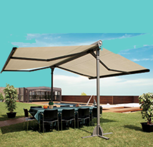 Duox Awning – Double‑Sided Freestanding Patio Awning by Llaza, Ideal for Open Terraces & Hospitality Areas, Large Shaded Area with Two Projections, Robust Powder‑Coated Aluminium Structure