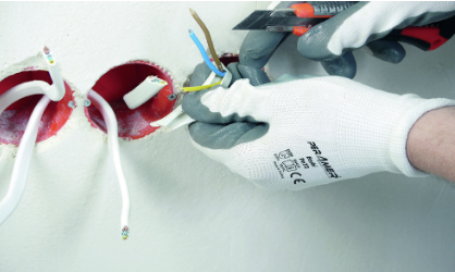 Industrial Nitrile Coated Seamless Grip Glove for Maximum Dexterity, High Chemical Resistance and Oil Protection, Premium Safety Standards for Manufacturing, Warehouse, Laboratory, Food Handling, Comfortable Fit, Non-Slip Texture