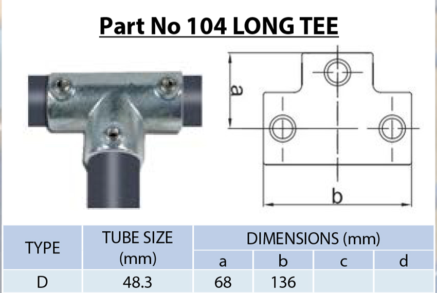 1. Long Tee Tube Clamp Pipe Fitting 48.3mm | Galvanized Malleable Iron Connector for Modular Rail & Pipe Systems | Heavy Duty Tee Joint for Handrails & Fencing