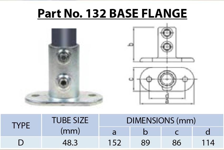 1. Base Flange Pipe Fitting 48.3mm | Malleable Iron Tube Clamp for Secure Floor Mounting | Galvanized Finish, Heavy Duty Structural Pipe Base Plate