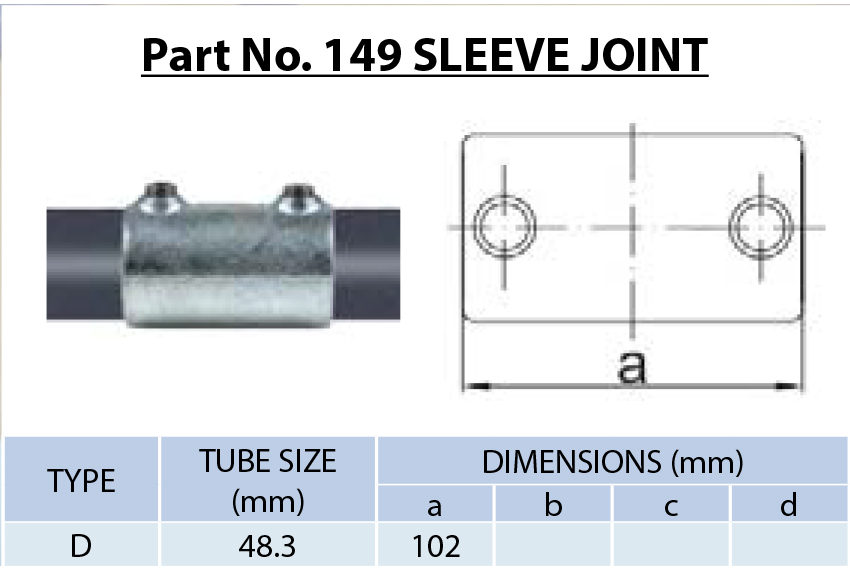 Sleeve Joint Pipe Fitting 48.3mm | Galvanized Malleable Iron Connector for Modular Handrail, Scaffold, Structural Pipe Extension | Heavy Duty, Rust Resistant, Easy Installation Clamp