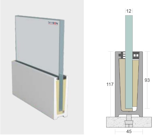 SD 01 Continuous Profile System Aluminum Glass Railing Base Profile for Balcony and Staircase, Indoor and Outdoor Top Mount, Easy Installation, Durable Premium Architectural Finish
