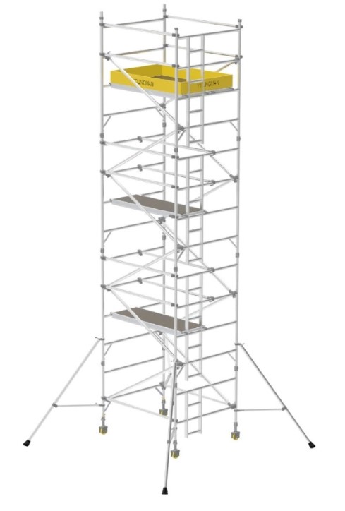 Model No. 14500 Aluminium Scaffold Double with Ladder Frame for Construction, Maintenance and Industrial Access Use, Professional Working Platform for Repair, Installation and Site Tasks 