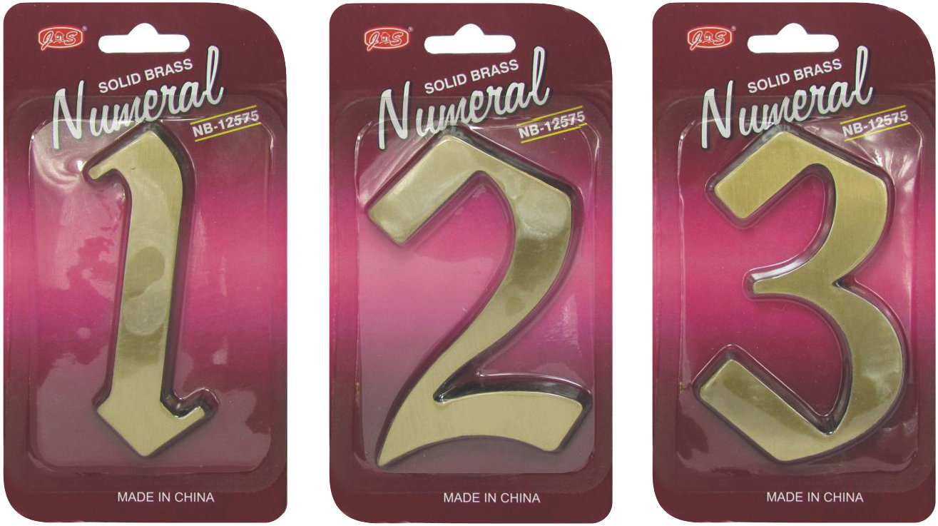 Numbers - Brass Door Fittings Stainless Steel/Brass Premium Hardware for Door Cabinet Window Furniture and Interior Use