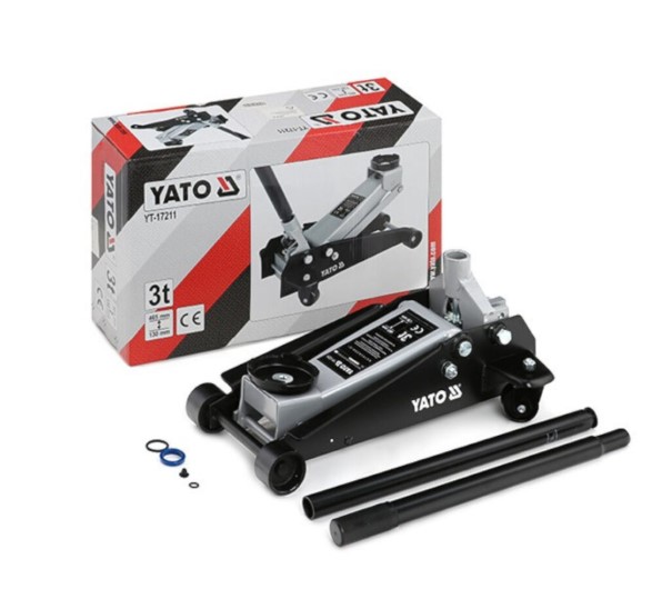 Yato YT-17211 Hydraulic Floor Jack 3 Ton – High Capacity Lifting Jack for Heavy Vehicles, Automotive Workshops, and Industrial Use