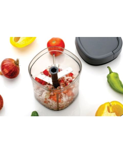 Manual Handy Chopper for Kitchen | Vegetable & Fruit Cutter with Sharp Stainless Steel Blades | Easy Pull Food Chopper for Quick Meal Prep, Onion, Garlic, Salad, Nuts | Compact & Dishwasher Safe