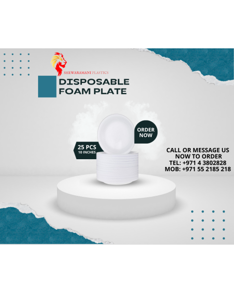 Disposable 10 inch 25 pieces per pack white round Food Serving Home Party Resturent foam plate