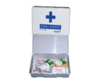 Workplace First Aid Kit FS-009 – 5 Person Compact Medical Kit with 12 Essential Supplies, White Plastic Case, Portable First Aid Box for Workplace, Travel, & Home Safety