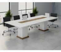 MEETING TABLE - Type 3 Table Top: 36mm thick (Border thick Only) Melamine Faced MDF with 2mm PVC Edgeband. Leg: Rectangular Box type leg 18mm thick Melamine Faced MDF with .5mm thick Edgeband. Modesty included.