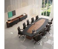 MEETING TABLE - Type 5 Tabletop: 36mm thick Melamine faced MDF (border thickness only), with 2mm thick edge banding with Legs: 18mm thick Melamine Faced MDF with .5mm thick Edgeband.