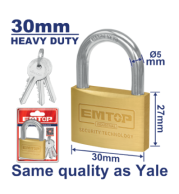 Heavy-Duty Brass Padlock with Hardened Steel Shackle, Weather-Resistant Body, High Security for Gates, Sheds, and Toolboxes